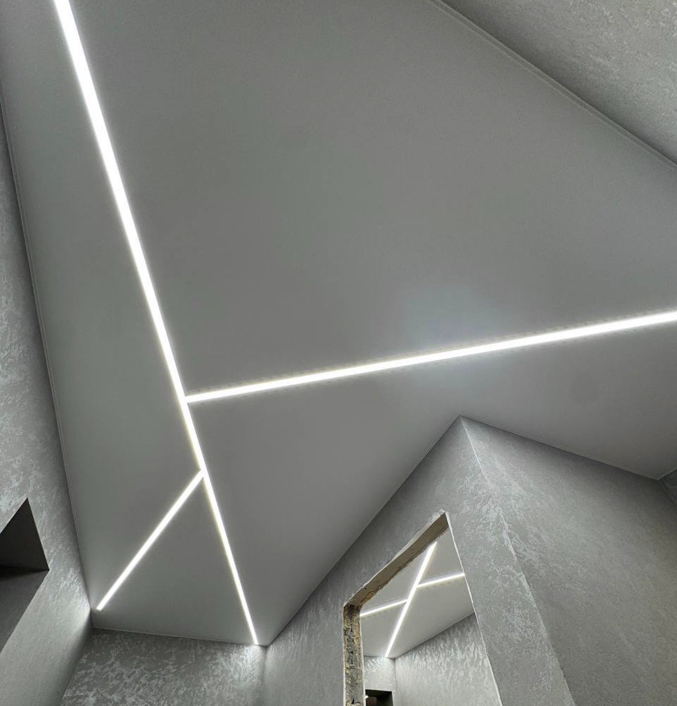 After — smooth stretch ceiling with LED light lines